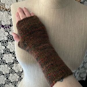 Colorful soft wool knit fingerless gloves